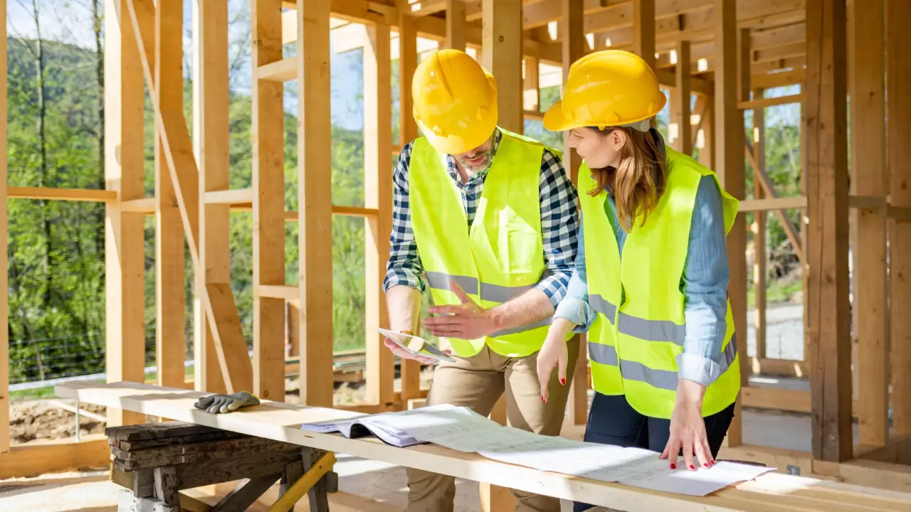 Image depicting to workers in a construction environment after learning how to get CHAS accreditation for their business