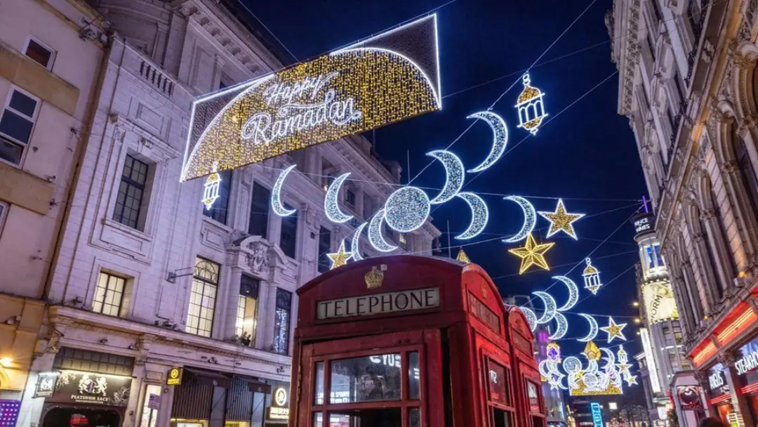 Image of Ramadan decorations in a Winchester street.